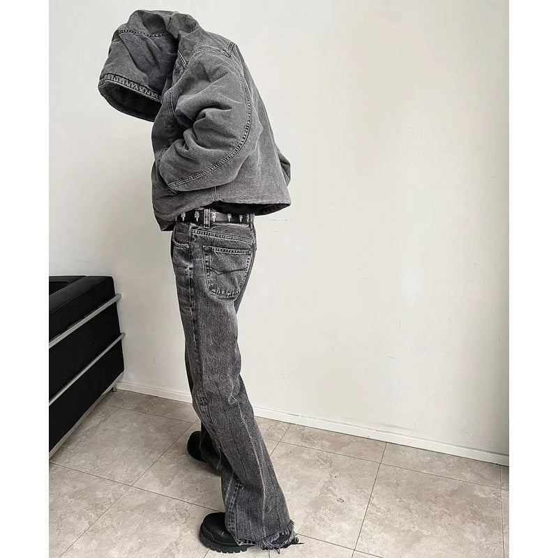 Men's Distressed Black Flare Jeans