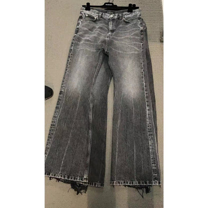 Men's Distressed Black Flare Jeans