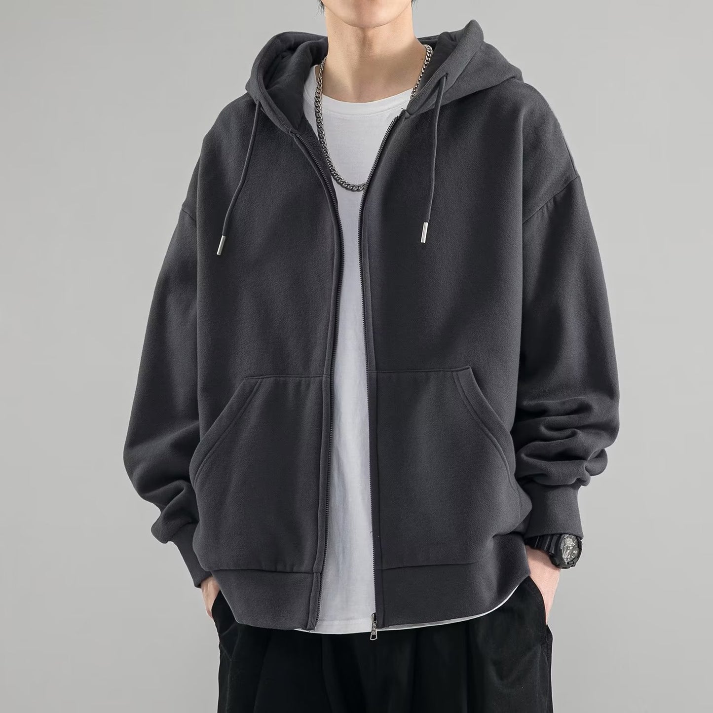 Zipper Hooded Sweatshirt