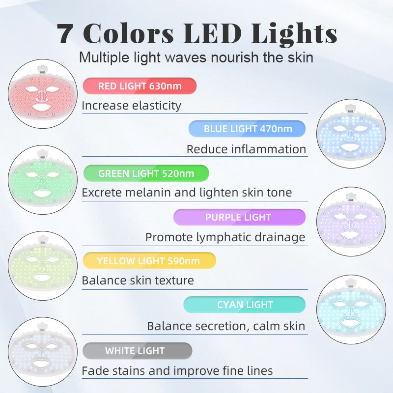 Wireless LED Photon Therapy Silicone Beauty Mask with 7 Color Lights