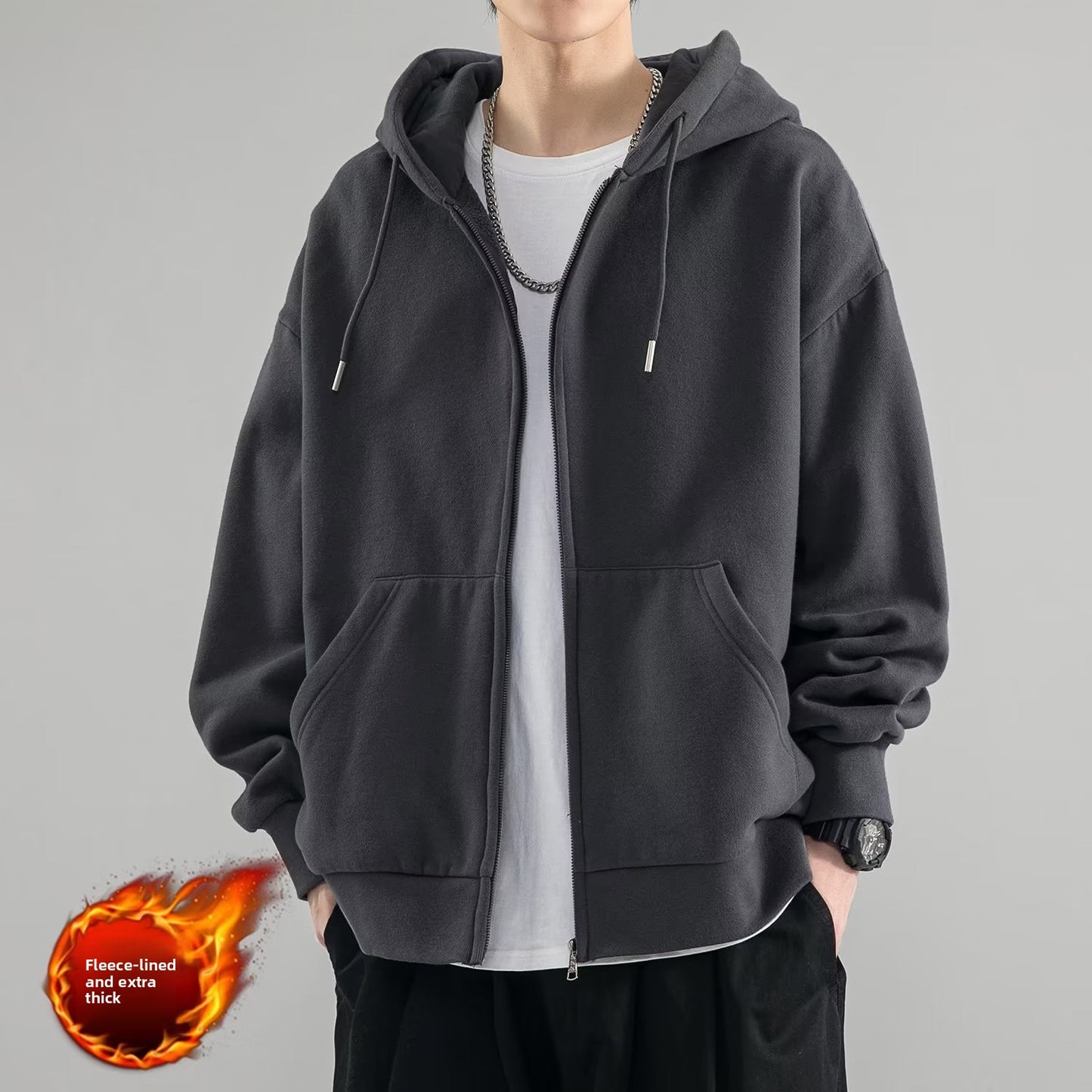 Zipper Hooded Sweatshirt