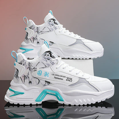 Autumn High-top Men's Shoes Fashion New White Sports Shoes Male Students Ins Trendy Running Casual Torre Shoes