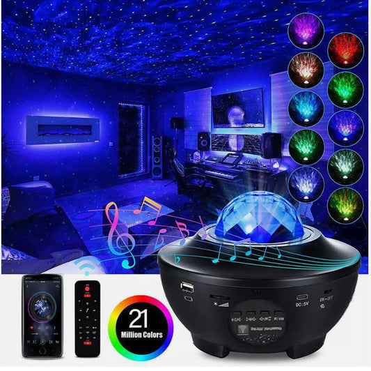 Starry Sky Laser Water Ripple Projection Lamp with Bluetooth