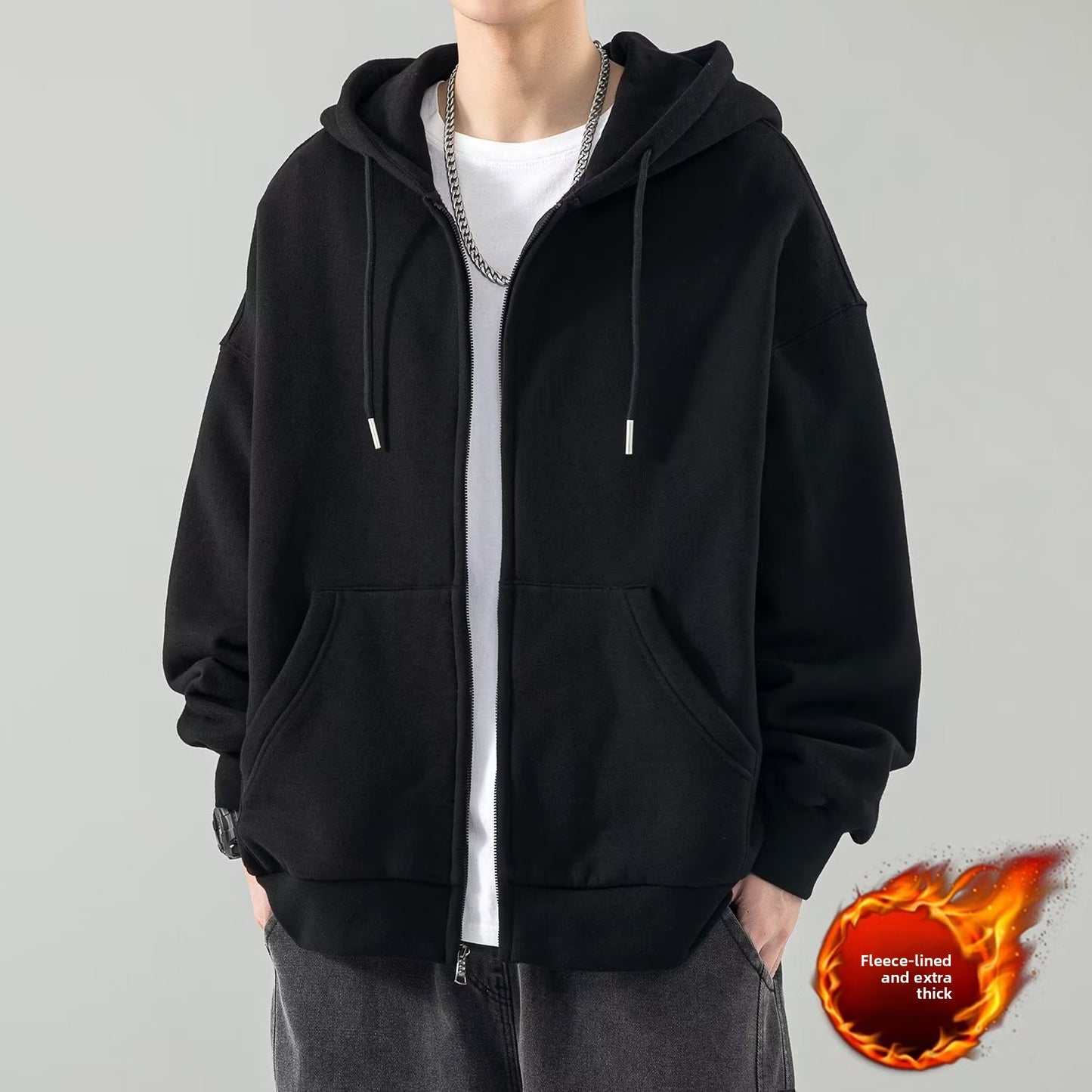 Zipper Hooded Sweatshirt