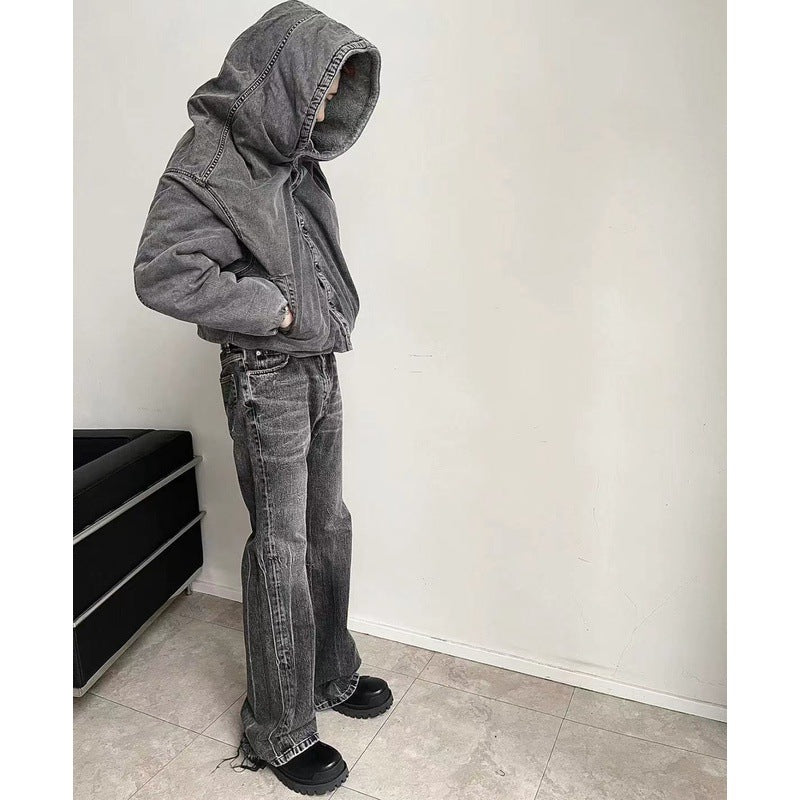 Men's Distressed Black Flare Jeans